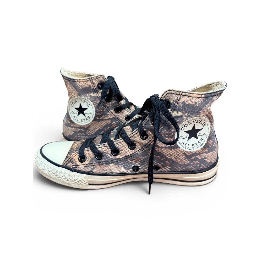 Converse Sneakers Womens 6 Brown Snakeskin Chuck‎ Taylor All Star High Top Print